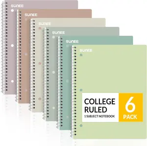 Spiral Notebooks, 6 Pack, 1-Subject, College Ruled Paper, 8" x 10-1/2", 70 Sheets per Notebook, Assorted Aesthetic Colors Spiral Notebooks for School