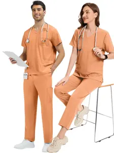 Two Piece Health Check-up Nursing Uniform Pharmacy Pharmacist Top with Pockets and Pants Suitable for Staff in Beauty Salons and Nursing Rooms