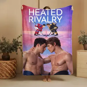 Heated Rivalry Ver 2 Fleece Throw Blanket - Ilya Rozanov & Shane Hollander Hockey Romance Inspired Cozy Blanket, Enemies-To-Lovers Sports Love Story Themed Soft Fleece Gift for Fans, Fleece Throw Blankets