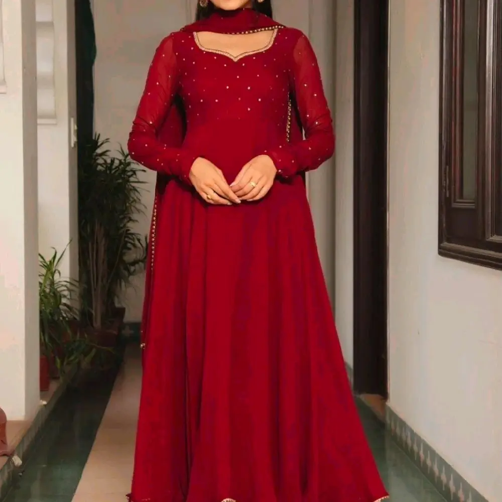 2-piec Anarkali Suit Set with Dupatta and Pants for  Womenswear