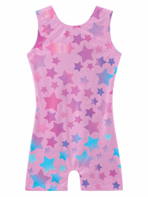 Girls' Sleeveless Print Gymnastics Leotard, Comfortable Soft Breathable Dance Training Bodysuit, All Seasons Performance