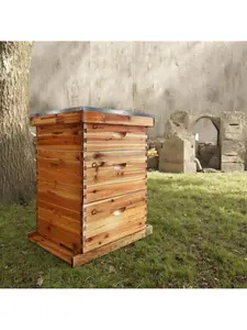 10-Frame Complete Bee Hives And Supplies Starter Kit Dipped In 100% Beeswax, Includes 2 Deep Hive Bee Box And 1 Bee Hive Super With Beehive Frames And Foundation For Beginner Beekeepers