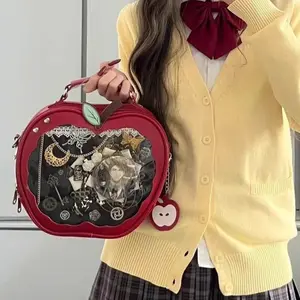 Y2K New Niche Design Apple Ita Backpack Harajuku Girl Transparent Pocket Cute Crossbody Bag DIY Display Knapsack Fashion Handbag