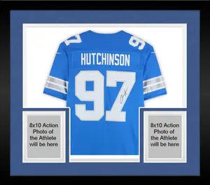 Framed Aidan Hutchinson Detroit Lions Autographed Nike Blue Vapor Fuse Limited Jersey - Fanatics Authentic Certified