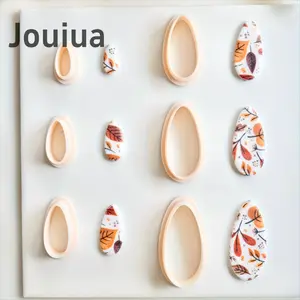6Pcs Slim Oval Shape Polymer Clay Earring Cutters Set, Different Sizes Elongated Droplet Clay Cutters for DIY Earring Jewelry Pendant Making, Long Teardrop Clay Earring & Jewelry Making Supplies