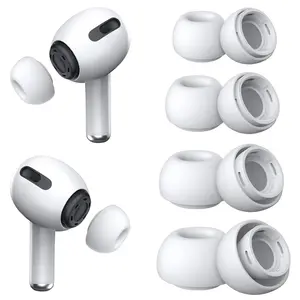 [4 Pairs] Replacement Ear Tips for Airpods Pro 1st /2nd (2019/2022/2023) with Noise Reduction Hole,Built-in dust Guard Screen Silicone Ear Tips - 4 Sizes(XS/S/M/L),White, Headphone Accessories