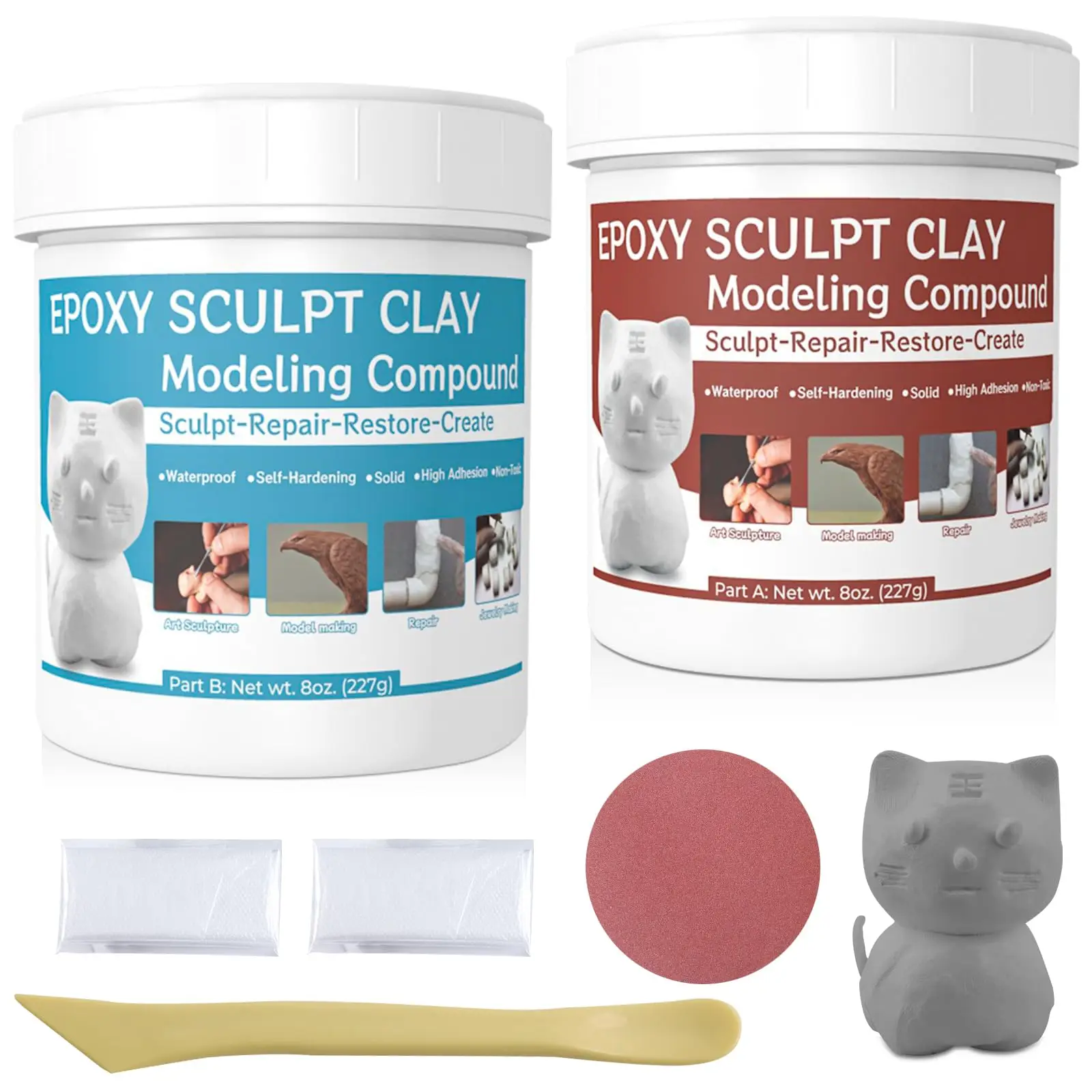 Epoxy Sculpt Clay, 2 Part Modeling Compound (A & B) of Sculpting Clay, Magic Sculpt Epoxy Clay for Sculpting, Modeling, Building and Repairing Craft H