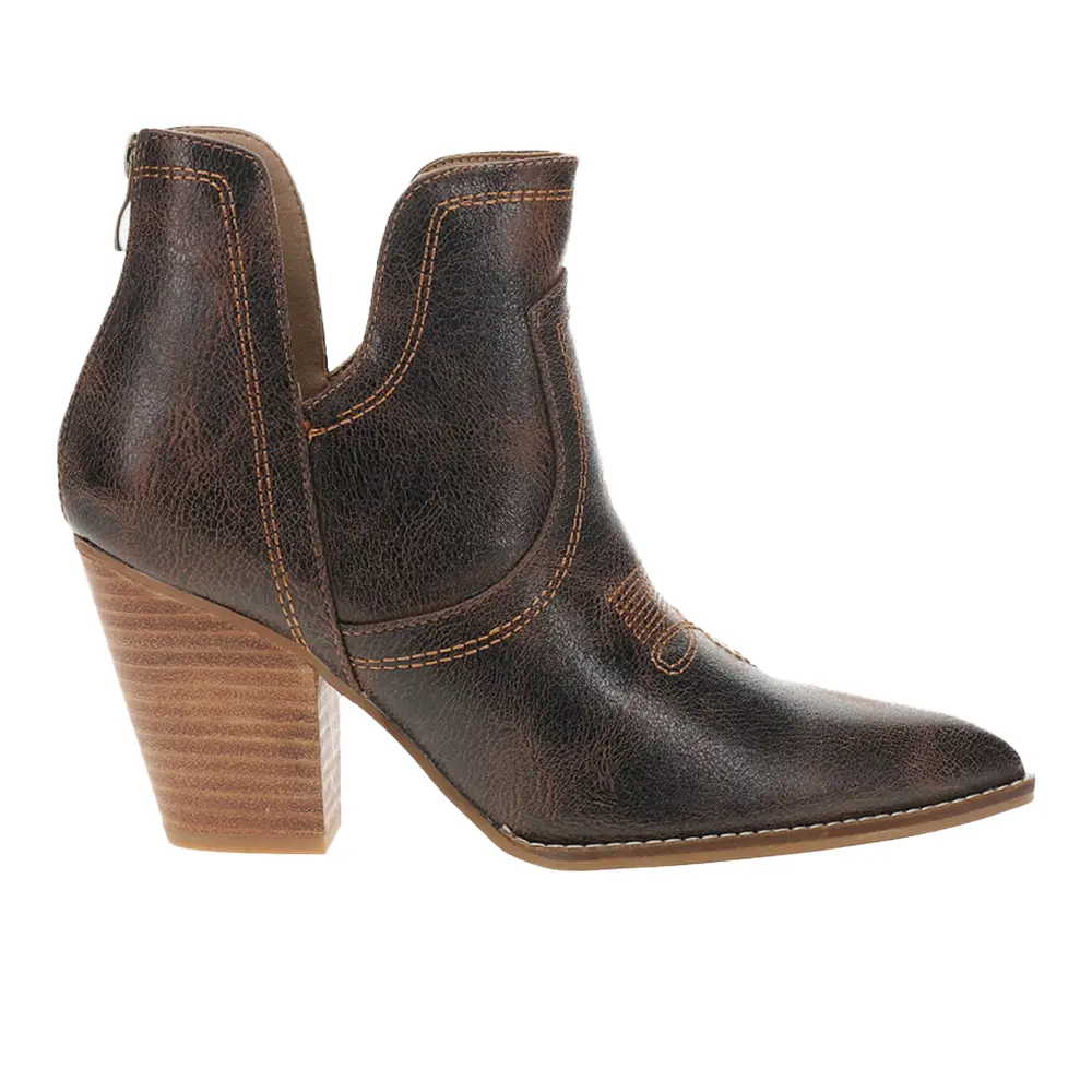 Corkys Womens Smoke Show Pointed Toe Pull On  Casual Boots Mid Heel 2-3" - Brown