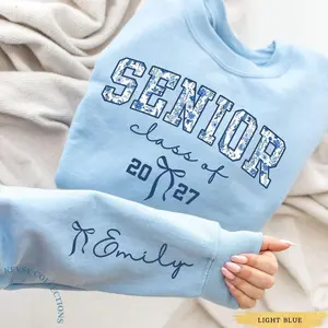 (Leave a note) Custom Senior 2027 Sweatshirt, Personalized Class of 2027 Shirt, Coquette Senior 2027 Sweatshirt, Graduation Gift, Senior Mom Sweatshirt