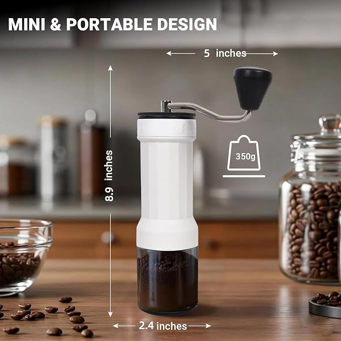Mini Manual Coffee Grinder – 40 Adjustable Settings, Portable Hand Crank Mill with 30g Capacity, Conical Burr for Espresso, Pour Over, French Press | Perfect for Travel, Camping & Office