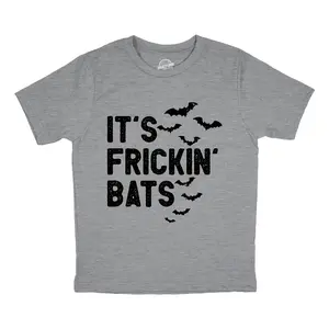 Youth Funny T Shirts Its Frickin Bats Sarcastic Halloween Graphic Novelty Tee For Kids Funny T Shirts Halloween Tops for Kid Funny Animal Short Sleeve Novelty Tees for Kids Light Grey