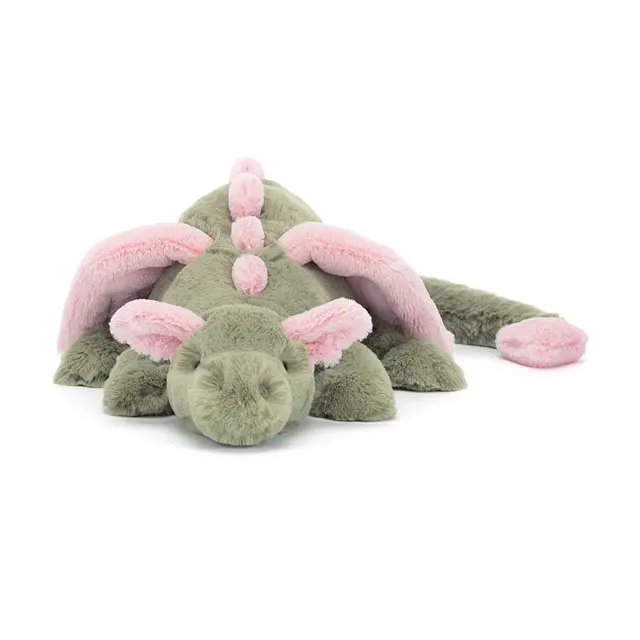 Jellycat Style Dragon Plush 50cm- Cute Sage Green & Pink Stuffed Animal Jellycat Style Dragon Plush 50cm- Cute Sage Green & Pink Stuffed Animal