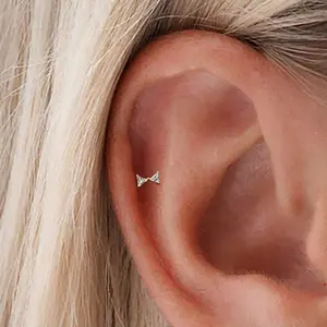 Bow CZ Titanium Flatback Stud