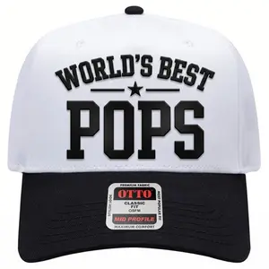 World's Best Pops Hat | OTTO Cap 5 Panel Baseball Cap | Grandpa Gift Hat | Father's Day Gift for Pops | Adjustable Snapback Cap