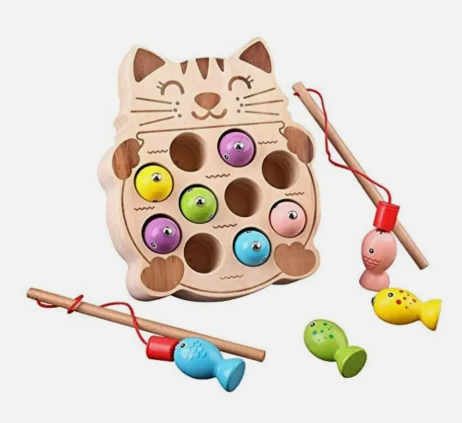 Cute Cat-Shaped Magnetic Fishing Toy, Montessori Toddler Educational Set, Boosts Fine Motor Skills, Enhances Hand-Eye Coordination, Interactive Home Learning Play (Toys & Hobbies, Games & Puzzles, Board Games)