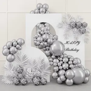 87pcs Silver Balloons Latex Balloons Different Sizes 18 12 10 5 Inch Metallic Silver Chrome Party Balloon Kit for Birthday Party Graduation Baby Shower Wedding Holiday Balloon Decoration