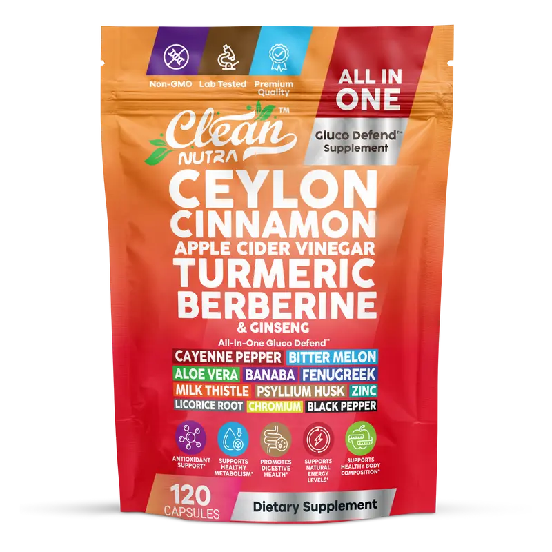 Clean Nutra Ceylon Cinnamon Capsules with Berberine & Apple Cider Vinegar Turmeric Ginseng Supplement Made in USA
