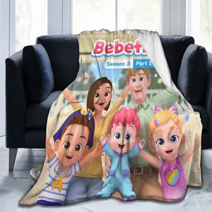 Cute cartoon BebeFinn theme inspired design plush blanket, multifunctional use, suitable for sofa bedroom office or camping, suitable for all seasons