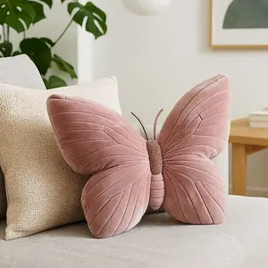 Pink Butterfly Throw Pillow - Cute Plush Hugging Pillow for Bed & Sofa, Ultra-Soft 3D Wing Design, Girls Room Decor