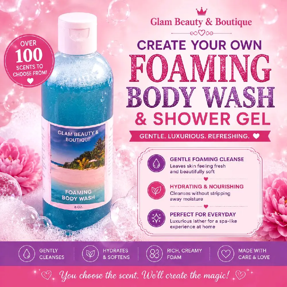 Berries And Cream Strawberry Scent Foaming Liquid Body Wash - Handmade, Moisturizing, Gentle Spa-Like Body Care, Natural Ingredients, Paraben-Free, Silicone-Free Daily Bath Shower Gel for Sensitive Skin, Single Item