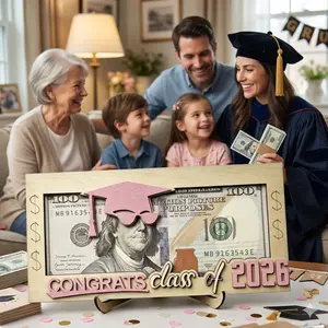 2026 Graduation Wooden Money Box - Unique Wooden Cash Gift Box for 2026 Graduates, Creative Party Graduation Gift for Seniors, Graduation Gifts