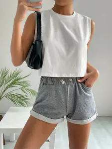 Women's Casual Plain Vest Top, Simple Style Suitable for Home & Daily Outings, Summer Fashion Essential, Comfortable Fit