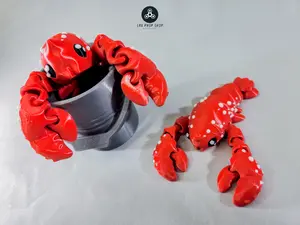 True Color Articulated Lobster WITH bucket! - Lobster Statue - Lobster Figurine - Lobster Decor Ornaments Print