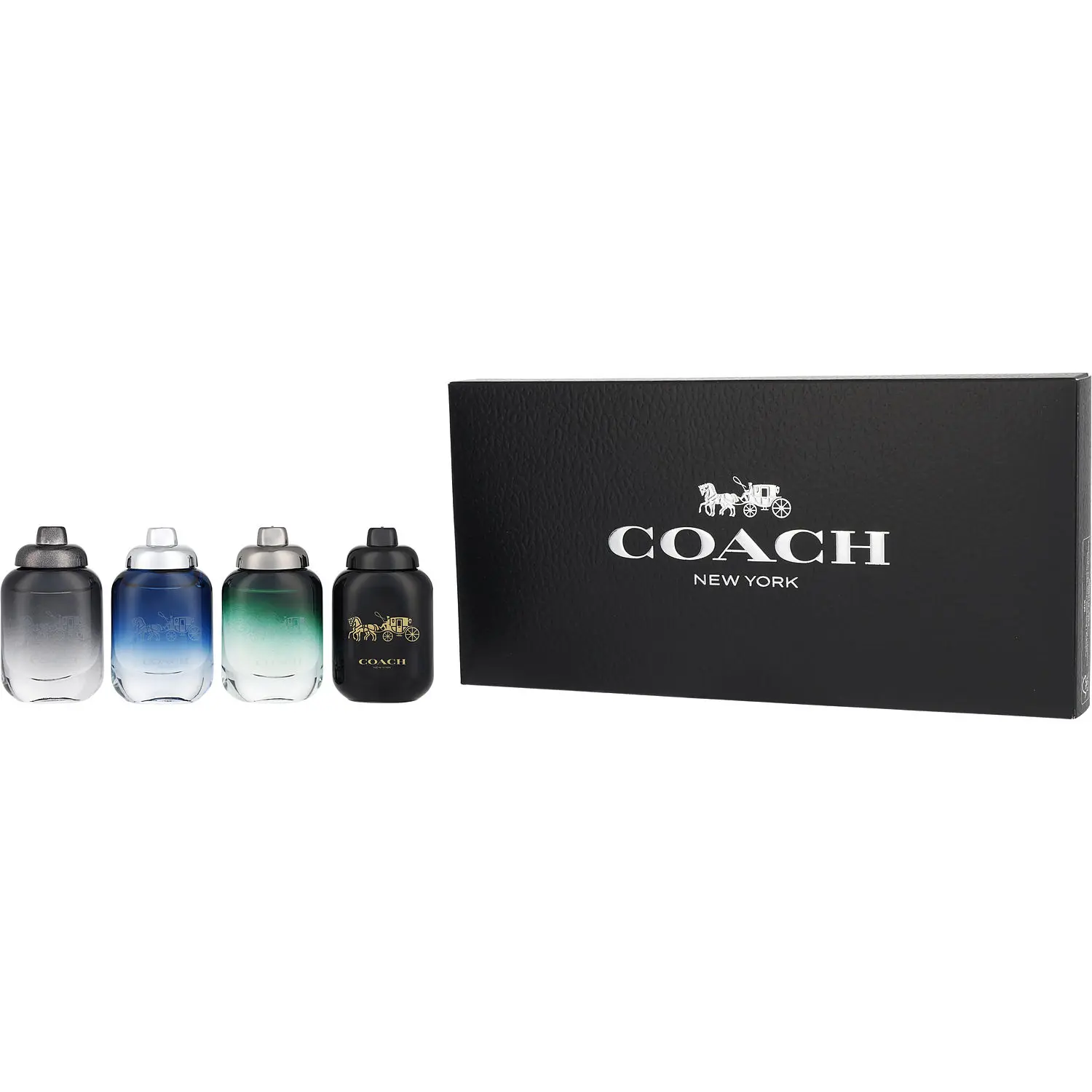 Coach Variety Set-4 Piece Mini Variety With Coach For Men Edt & Coach For Men Edp & Coach Blue Edt & Coach Green Edt And All Are 0.15 Oz Mini For Men