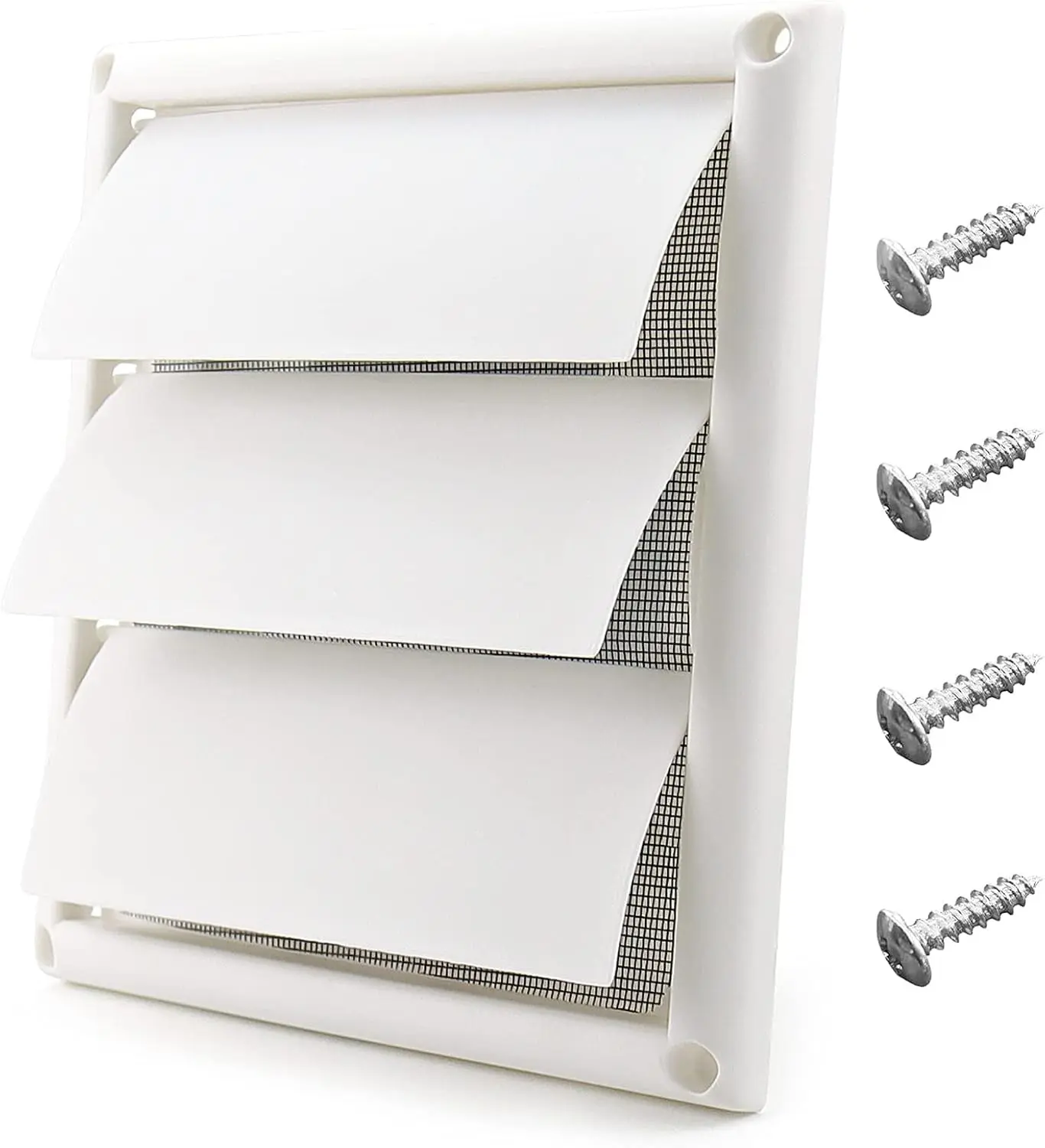 6" Louvered Vent Cover 8" x 8" Oversize Outside Dimensions for 6 inches Dia Exterior Wall Vent Hood Outlet Airflow Vent Dryer Air Vent (White)
