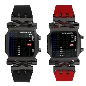 OIDEA Binary LED Digital Watch with Day-Date Display, 3ATM Black Silicone Band with Gift Box, Durable Digital Watches