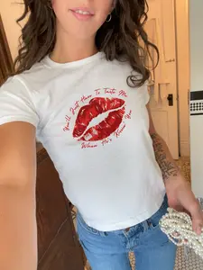 Sabrinaa Carpenteer Taste Lyric Baby Tee, Short n Sweet Album, Coquette style T-shirt, Girly Girl,Summer Graphic Top for Women