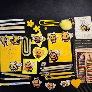 Bee Bundle - Adorable Bee-Themed Stationery Set with Notebooks Pens Clips & Stickers for Kids and Adults