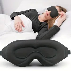 1pc 3D Contoured Sleep Mask - 100% Blackout Noise Reducing & Adjustable Strap, Soft Comfort Fit for Men & Women, Hypoallergenic Eye Cover for Night, Travel, Office, Yoga - Face Mask (No Scent, Whiteout Effect), Holiday Essential Items, Eye Cover Sleep, F
