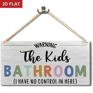 Boho Kids Bathroom Signs, Wooden Wall Hanging, Toddler Boy & Girl Bathroom Decor Bathroom Decorations  11.8x5.9 In