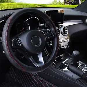 15" (38cm) Automotive Steering Wheel Cover, Black Microfiber Leather Car Accessories for Honda Civic, Accord, CR-V, Eco-Friendly, Durable, Good Grip Car Interior Decoration