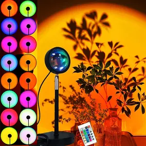 Sunset Lamp Multiple Colors with Remote, Sunset Projection Lamp 16 Colors, Sunset Light Projector Color Changing, LED Rainbow Sunset Projector Lamp