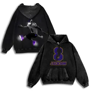 Lamar Jackson #8 Ravens Casual Washed Hoodie | MVP Escape Artist Apparel, Baltimore QB Fan, Retro Washed Elusive Edition