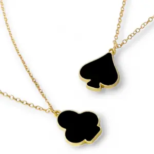 Spades In Her Pocket Gold Fashion Necklace 16 Inches Luxurious Playful Design Unique Adorn Fun Card Game Jewelry