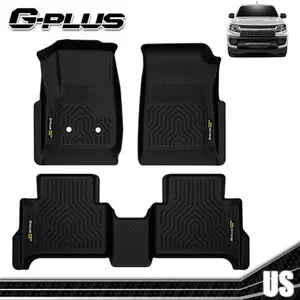 G-PLUS Floor Mats Compatible with Chevy Colorado Crew Cab 2015-2022,Fit GMC Canyon Crew Cab 2015-2022 All Weather Full Cover Protection TPE Car Floor Cargo Liners Accessories Black