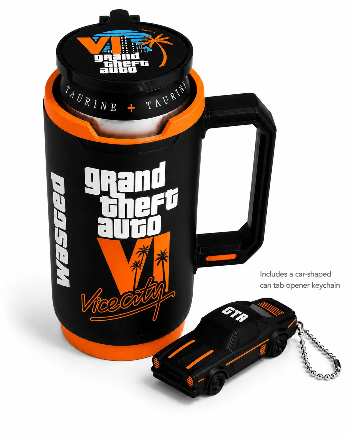Energy Drink Can Holder Combo Lid + keychain can opener – Premium Design, Illuminated Interior Detail, Assorted Colors