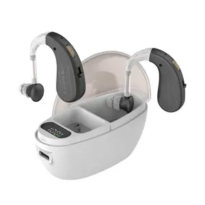 Personal Voice Amplifier Set, 2pcs Earphones + 1pcs Charging Case, Dual-Ear Hanging Speaker, Suitable for Any Scenario Audio