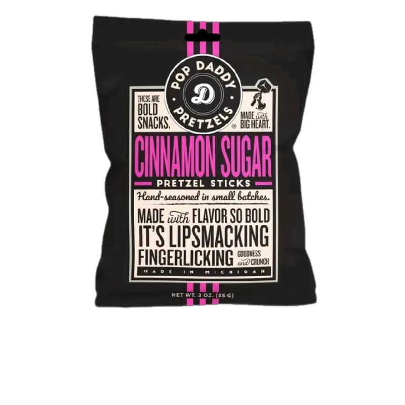 3 pack- Pop Daddy Cinnamon Sugar Pretzel Sticks Snack, 3 oz.