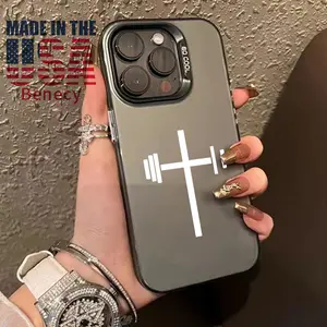 Phone Case for iPhone 15 16 14 Pro Max 13 12 11 XR XS Plus E Faithful Lift Cross Pattern Anti-Scratch Shockproof Pocket-Friendly durable Cover Cellphone Protective