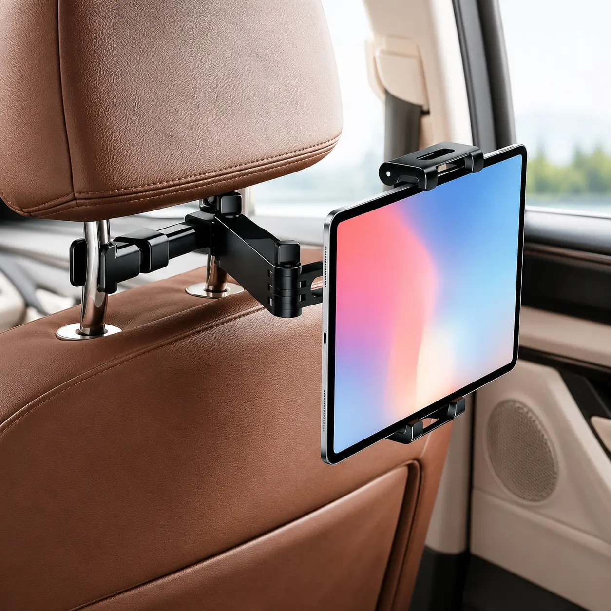 Car Headrest Tablet Holder for 5.3 to 12.9 Inch Tablets and Phones 3 in 1 Extension Arm 360 Degree Rotating Backseat Mount Road Trip Essentials Car Accessories