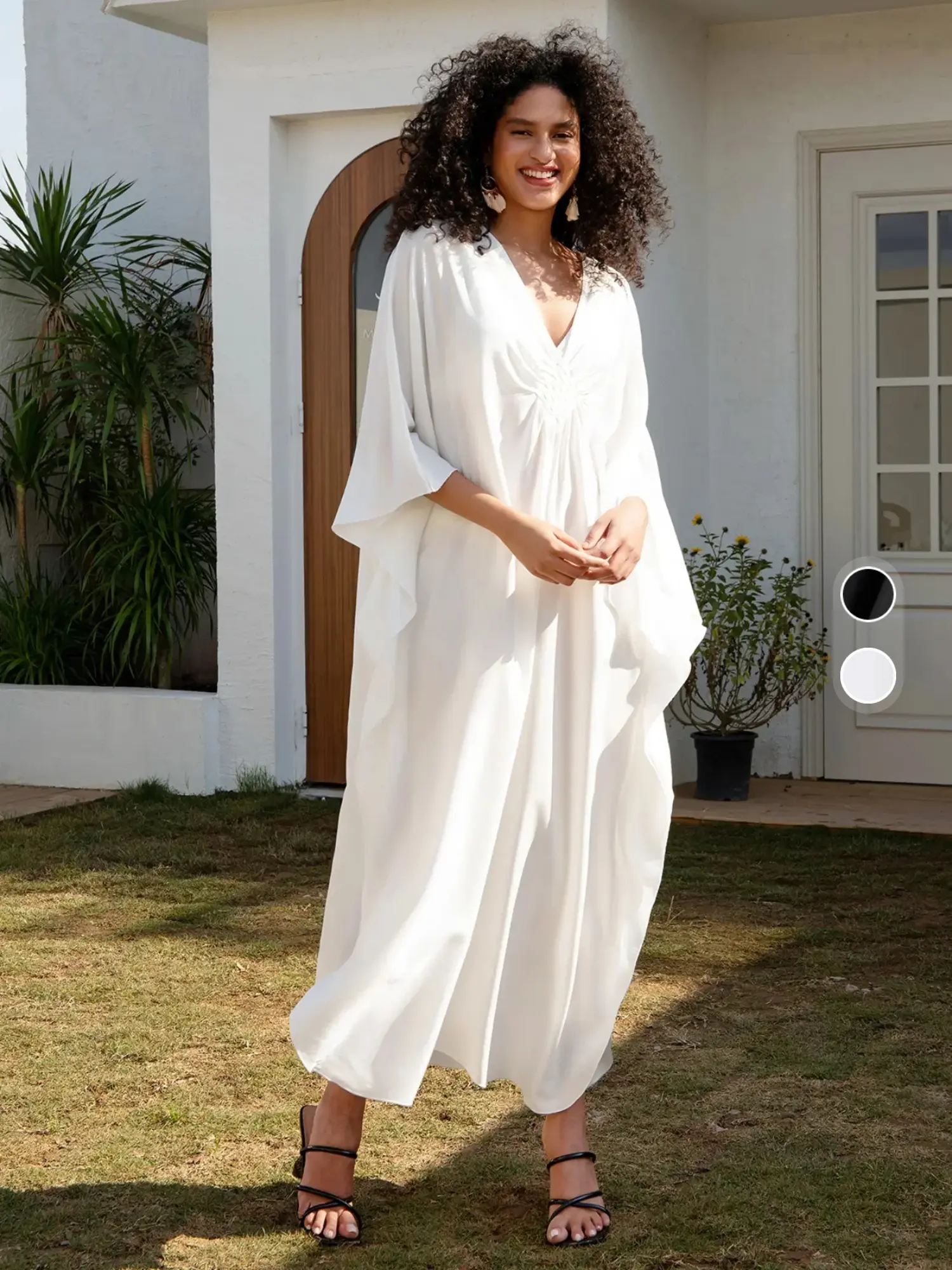EDOLYNSA kaftan dresses Women's house robe lounge wear Ladies Summer Clothes for Beach Holiday versatile cozy bathing suit cover up relaxed outfit Hom