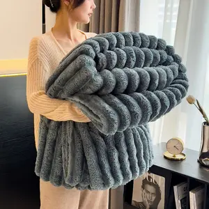 Comfort Striped Fluffy Blanket - Luxuriously Soft Microfiber Fleece, Ideal for Sofas & Beds, Gentle Warm Cozy Home Decor