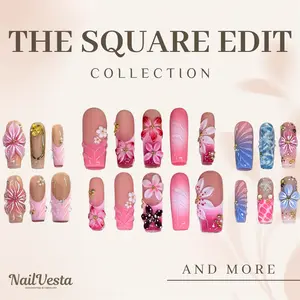 NailVesta THE SQUARE EDIT – 100% Handcrafted 3D Press-On Nails | Reusable, Long-Lasting, Salon-Quality