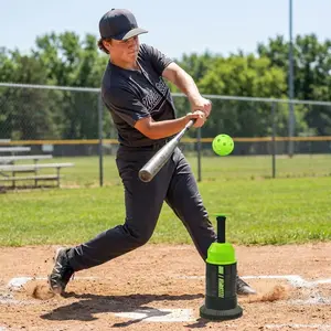 Tee Popper, Durable Nylon Strength, Batting Tee for Perfect Swings, Baseball Training for Hitting Without a Pitcher 1 Popper Ball Included