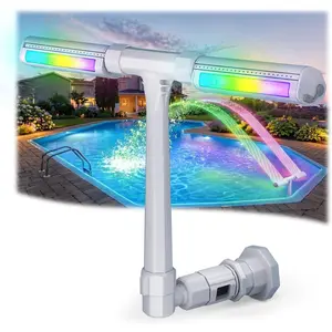 Pool Fountain for Above and Inground Pools, APP & Remote  Control Pool Lights with 16 Color LED Lights, Waterfall Sprinkler and Adjustable Dual Sprayer for Swimming Cooling Outdoor