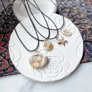 Natural Shell Necklace – Ocean-Inspired Pendant on Black Cord, Boho Style Beaded Necklaces, Summer Beach
